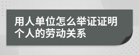 用人单位怎么举证证明个人的劳动关系