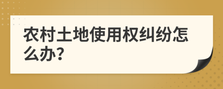 农村土地使用权纠纷怎么办？