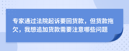 专家通过法院起诉要回货款，但货款拖欠，我想追加货款需要注意哪些问题