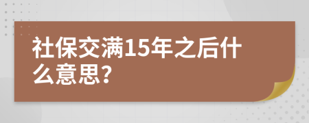 社保交满15年之后什么意思？