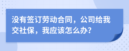 没有签订劳动合同，公司给我交社保，我应该怎么办？