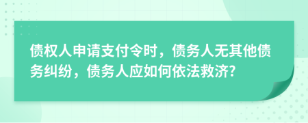 债权人申请支付令时，债务人无其他债务纠纷，债务人应如何依法救济?