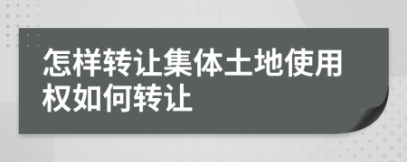 怎样转让集体土地使用权如何转让