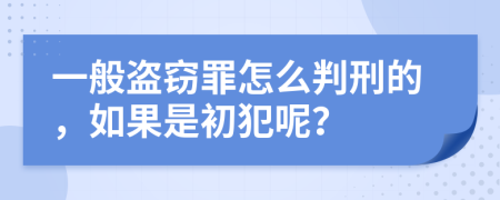 一般盗窃罪怎么判刑的，如果是初犯呢？