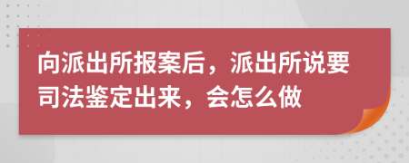 向派出所报案后，派出所说要司法鉴定出来，会怎么做