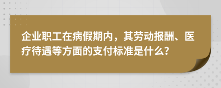 企业职工在病假期内，其劳动报酬、医疗待遇等方面的支付标准是什么？