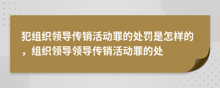 犯组织领导传销活动罪的处罚是怎样的，组织领导领导传销活动罪的处