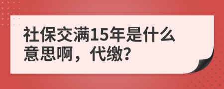 社保交满15年是什么意思啊，代缴？