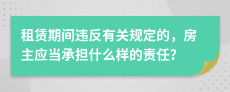 租赁期间违反有关规定的，房主应当承担什么样的责任？