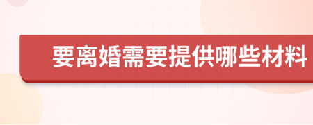 要离婚需要提供哪些材料