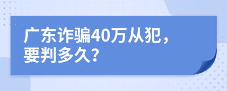 广东诈骗40万从犯，要判多久？