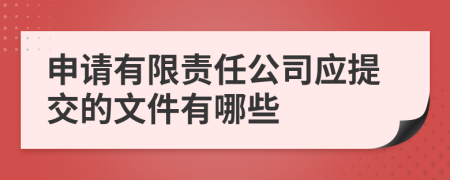 申请有限责任公司应提交的文件有哪些