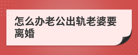 怎么办老公出轨老婆要离婚