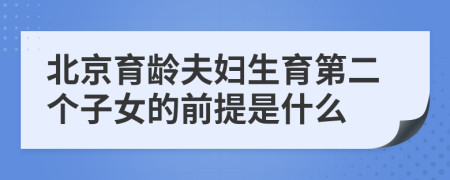 北京育龄夫妇生育第二个子女的前提是什么