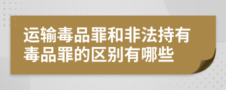 运输毒品罪和非法持有毒品罪的区别有哪些