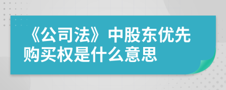 《公司法》中股东优先购买权是什么意思