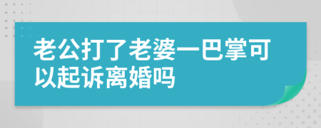 老公打了老婆一巴掌可以起诉离婚吗