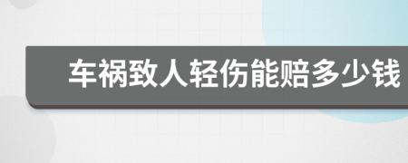 车祸致人轻伤能赔多少钱