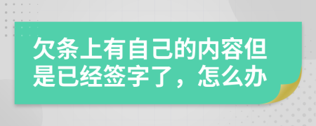 欠条上有自己的内容但是已经签字了，怎么办