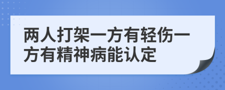 两人打架一方有轻伤一方有精神病能认定