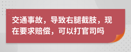 交通事故，导致右腿截肢，现在要求赔偿，可以打官司吗