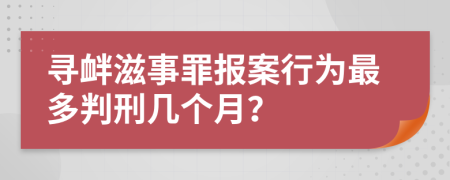 寻衅滋事罪报案行为最多判刑几个月？