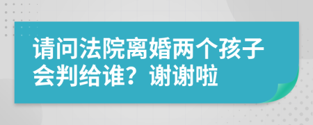 请问法院离婚两个孩子会判给谁？谢谢啦