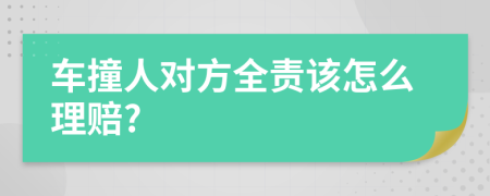 车撞人对方全责该怎么理赔?