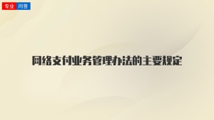 网络支付业务管理办法的主要规定