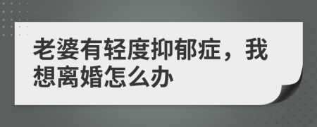 老婆有轻度抑郁症，我想离婚怎么办