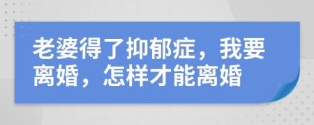 老婆得了抑郁症，我要离婚，怎样才能离婚