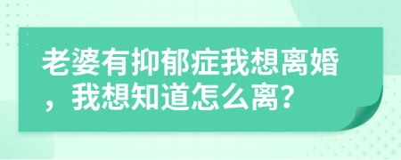 老婆有抑郁症我想离婚，我想知道怎么离？