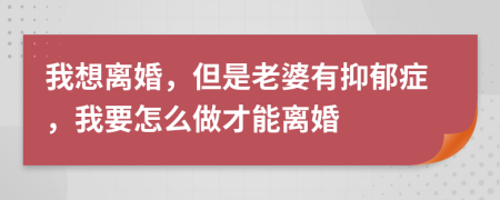 我想离婚，但是老婆有抑郁症，我要怎么做才能离婚