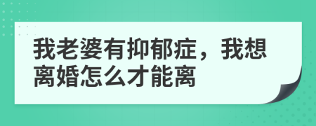 我老婆有抑郁症，我想离婚怎么才能离