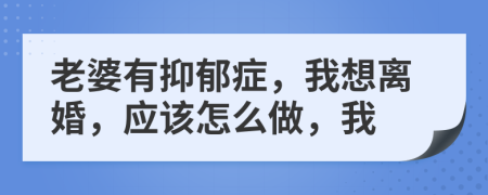 老婆有抑郁症，我想离婚，应该怎么做，我