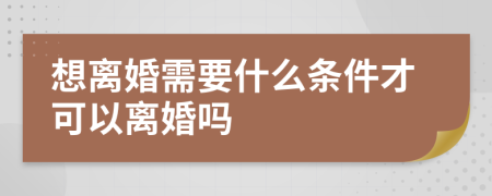 想离婚需要什么条件才可以离婚吗