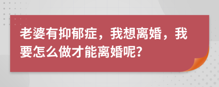 老婆有抑郁症，我想离婚，我要怎么做才能离婚呢？