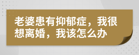 老婆患有抑郁症，我很想离婚，我该怎么办