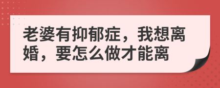 老婆有抑郁症，我想离婚，要怎么做才能离