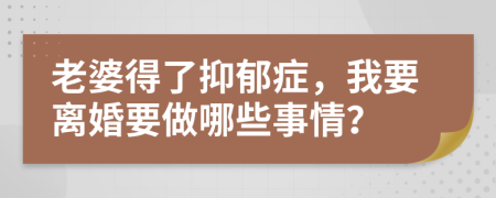 老婆得了抑郁症，我要离婚要做哪些事情？