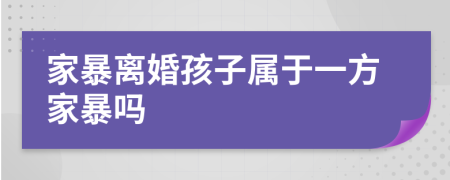 家暴离婚孩子属于一方家暴吗