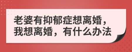 老婆有抑郁症想离婚，我想离婚，有什么办法