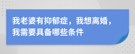 我老婆有抑郁症，我想离婚，我需要具备哪些条件