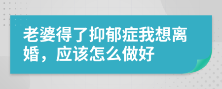 老婆得了抑郁症我想离婚，应该怎么做好