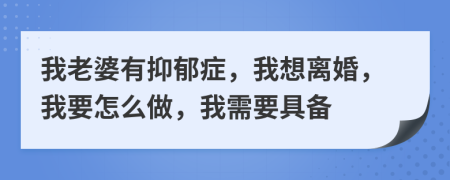 我老婆有抑郁症，我想离婚，我要怎么做，我需要具备