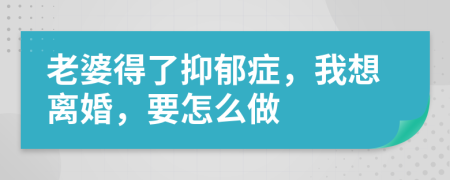 老婆得了抑郁症，我想离婚，要怎么做