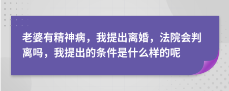 老婆有精神病，我提出离婚，法院会判离吗，我提出的条件是什么样的呢