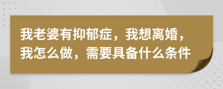 我老婆有抑郁症，我想离婚，我怎么做，需要具备什么条件