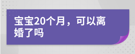 宝宝20个月，可以离婚了吗