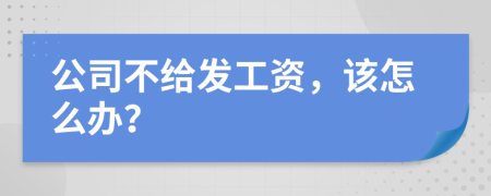 公司不给发工资，该怎么办？